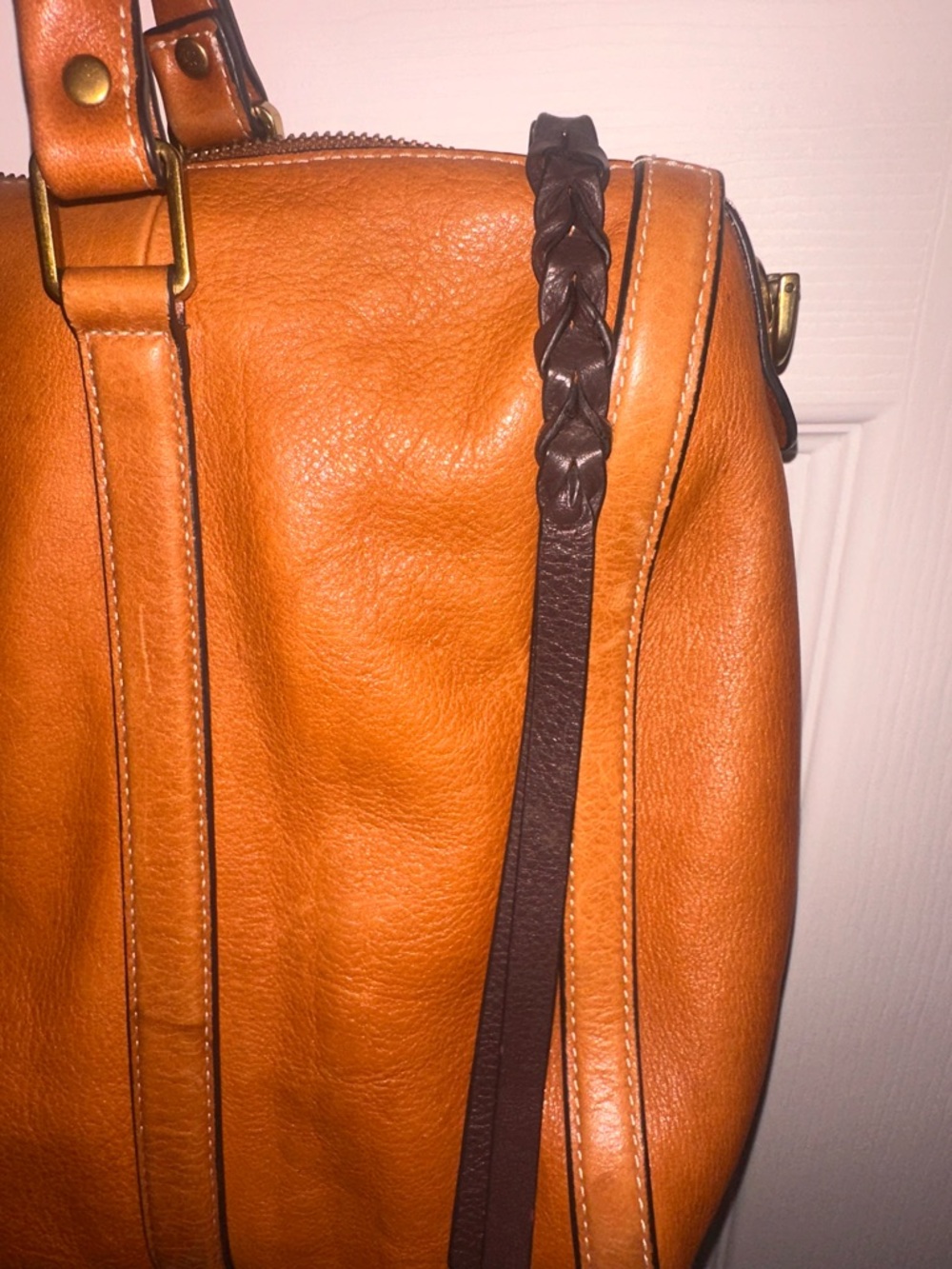 Fossil Kendall Satchel Large Rare Like New Leather Y2K Speedy Style Purse - Picture 11 of 13